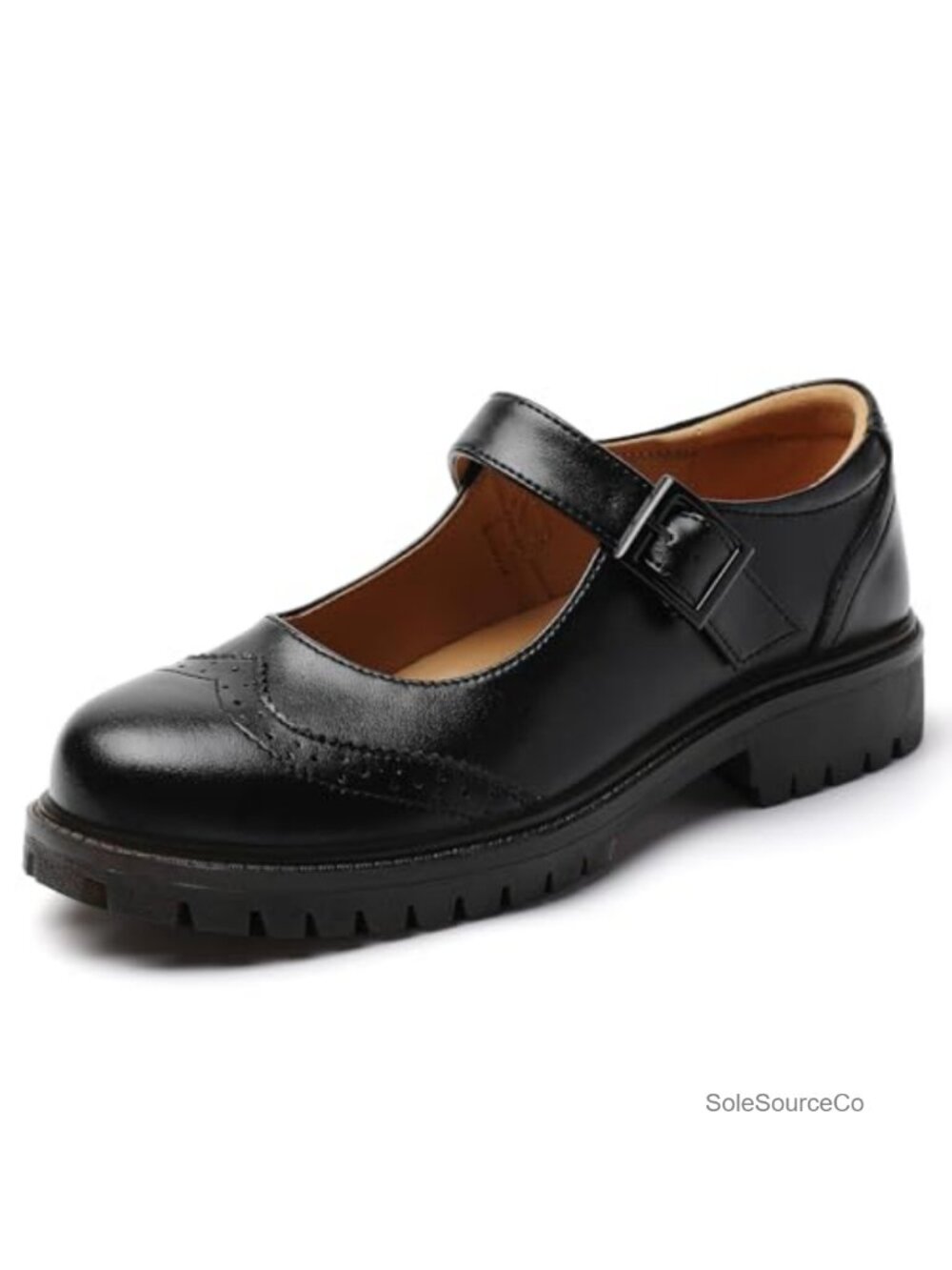 Women's Oxford Platform Shoes Black Leather Flats Memory Foam